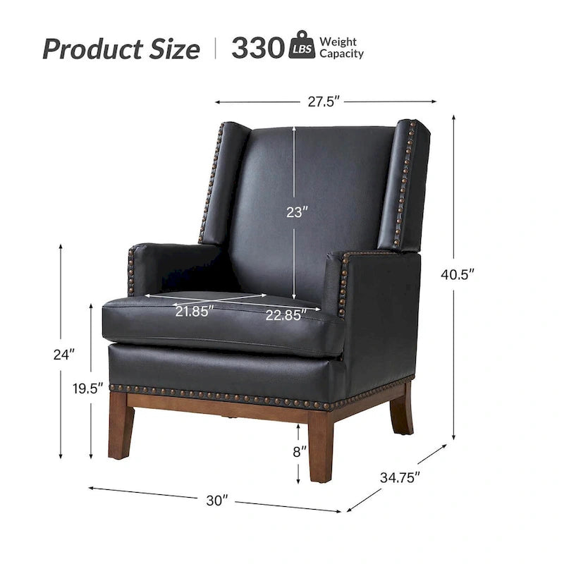 Fauteuil en cuir véritable avec cadre en bois massif et coussin d'assise amovible, lot de 2