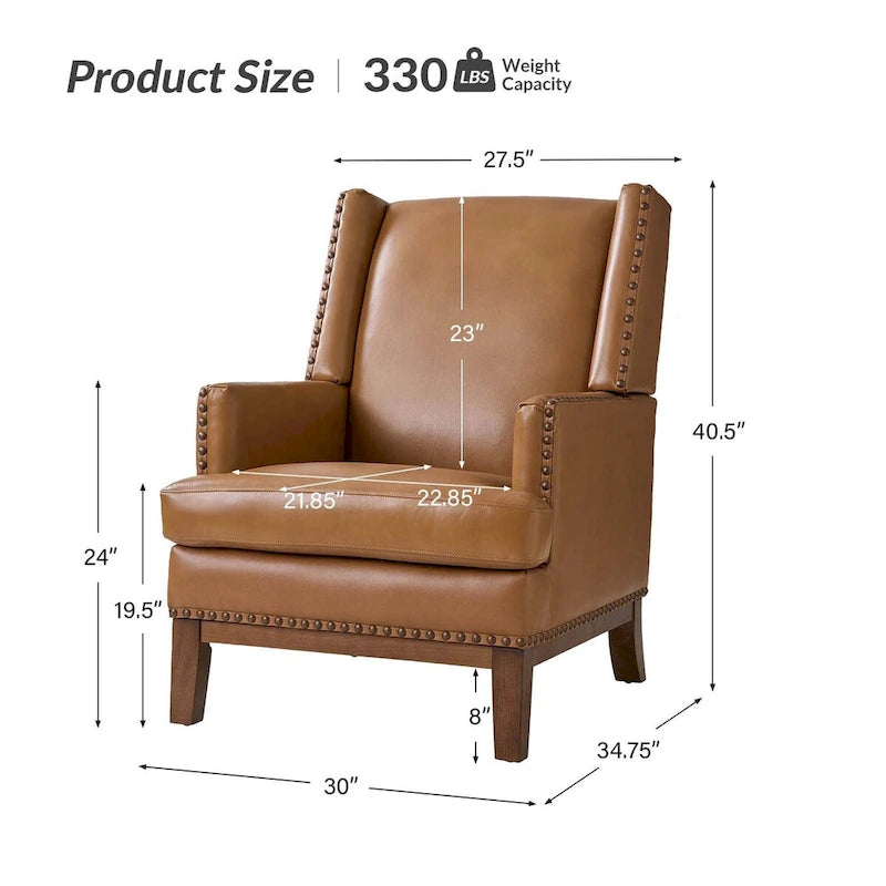 Fauteuil en cuir véritable avec cadre en bois massif et coussin d'assise amovible, lot de 2