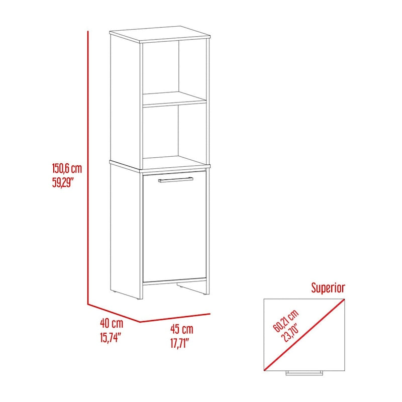 Kitchen Pantry, Single Door Cabinet, Interior and External Shelves, White Finish