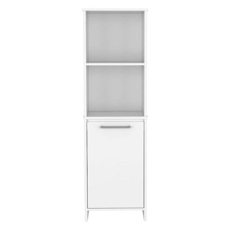 Kitchen Pantry, Single Door Cabinet, Interior and External Shelves, White Finish