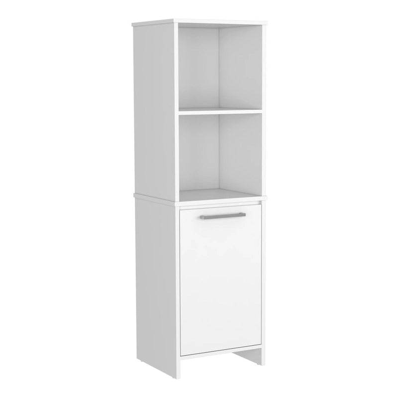 Kitchen Pantry, Single Door Cabinet, Interior and External Shelves, White Finish