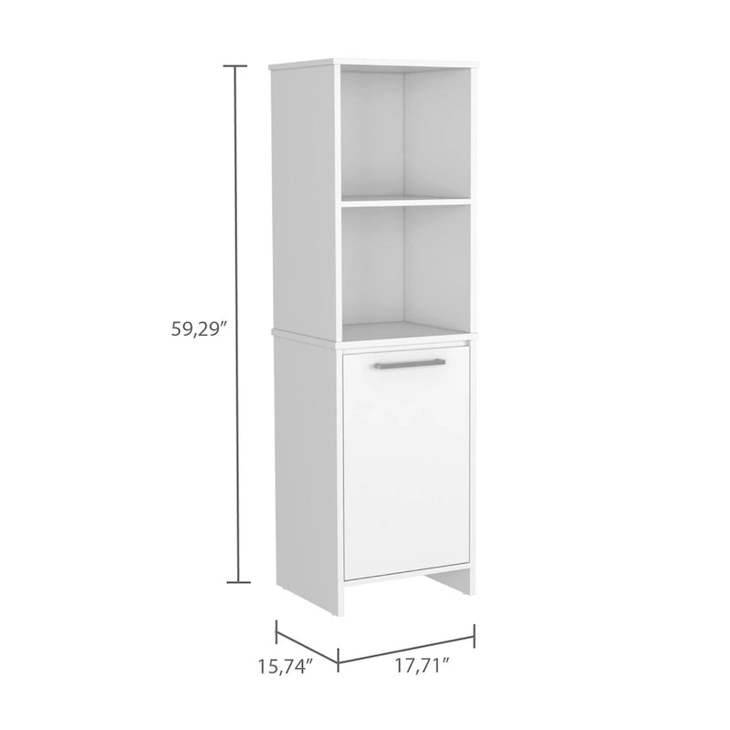 Kitchen Pantry, Single Door Cabinet, Interior and External Shelves, White Finish