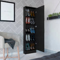 Meuble à chaussures Chimg, Miroir, Cinq étagères intérieures, Armoire à une porte, Finition blanche