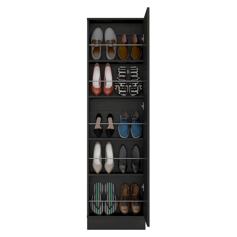 Meuble à chaussures Chimg, Miroir, Cinq étagères intérieures, Armoire à une porte, Finition blanche