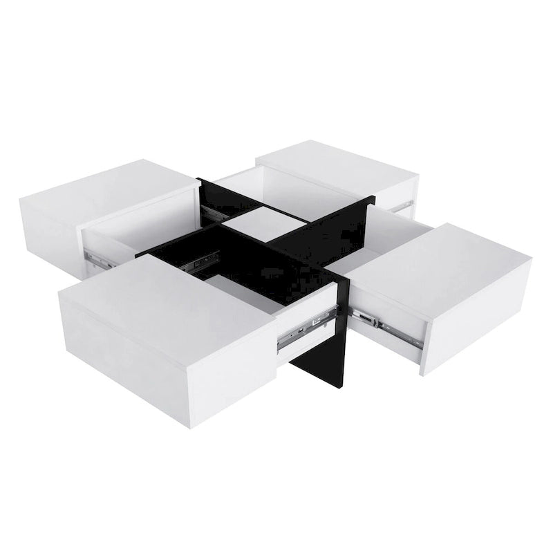 Table basse avec 4 compartiments de rangement cachés