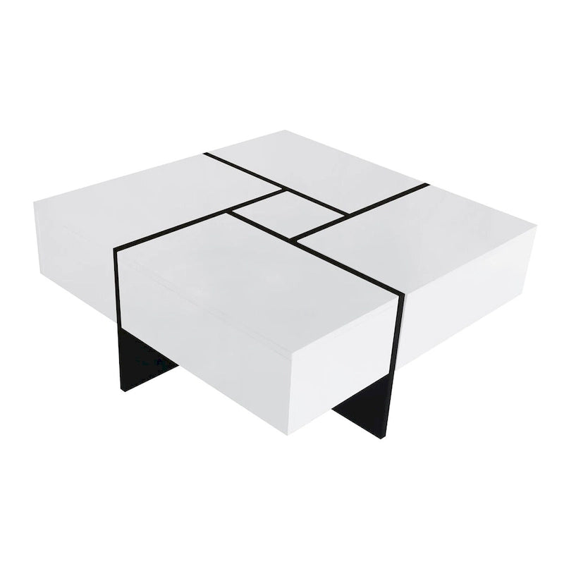 Table basse avec 4 compartiments de rangement cachés