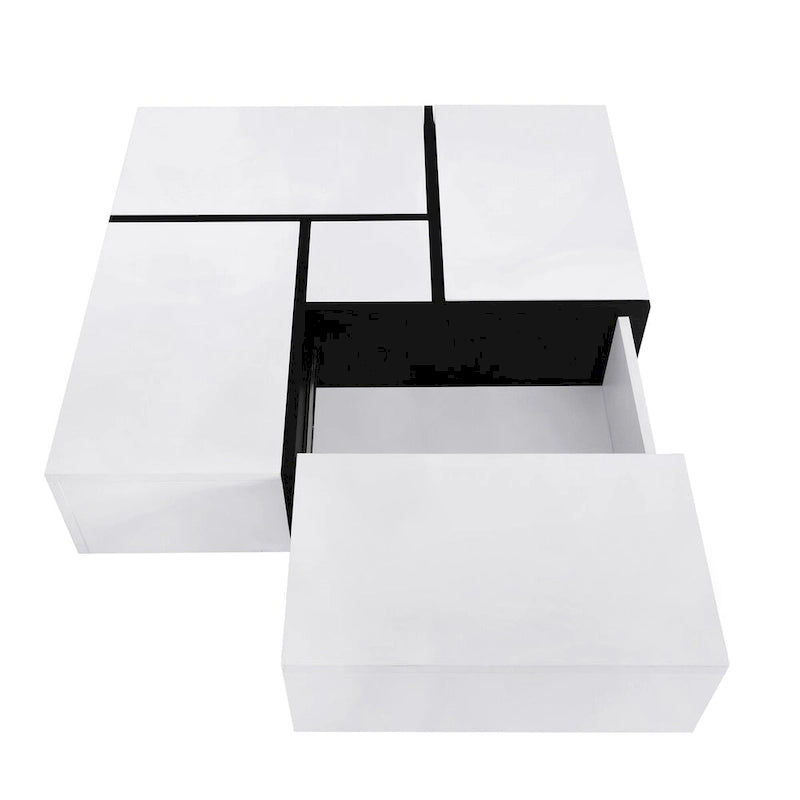 Table basse avec 4 compartiments de rangement cachés
