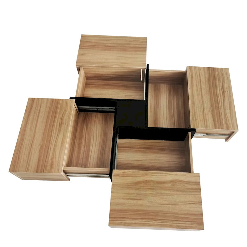 Table basse avec 4 compartiments de rangement cachés