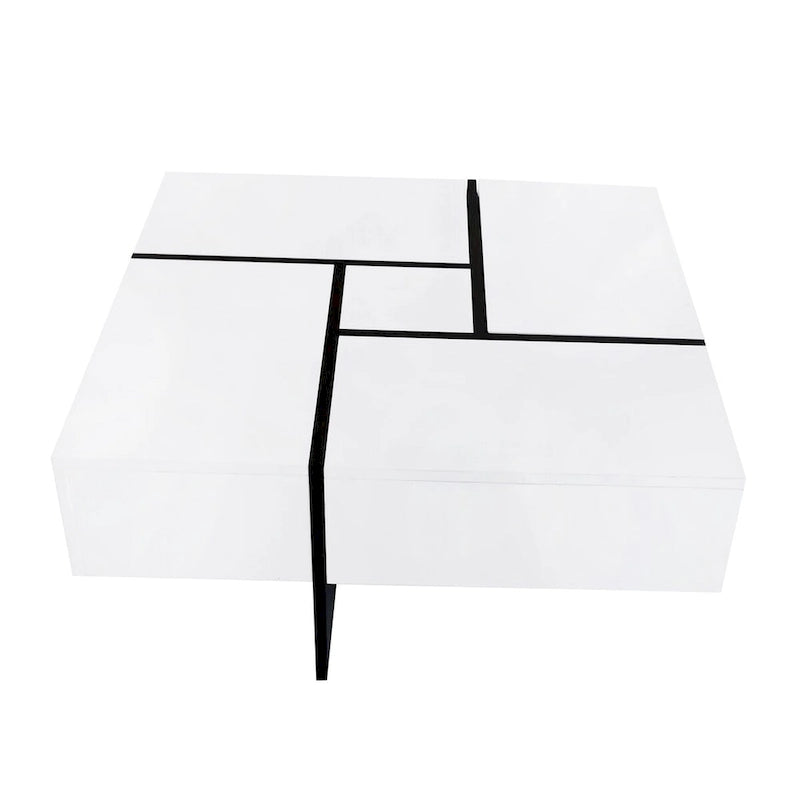 Table basse avec 4 compartiments de rangement cachés