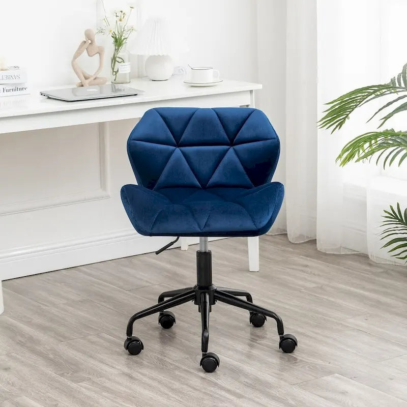 Chaise de bureau pivotante réglable sans accoudoirs, capitonnée de losanges