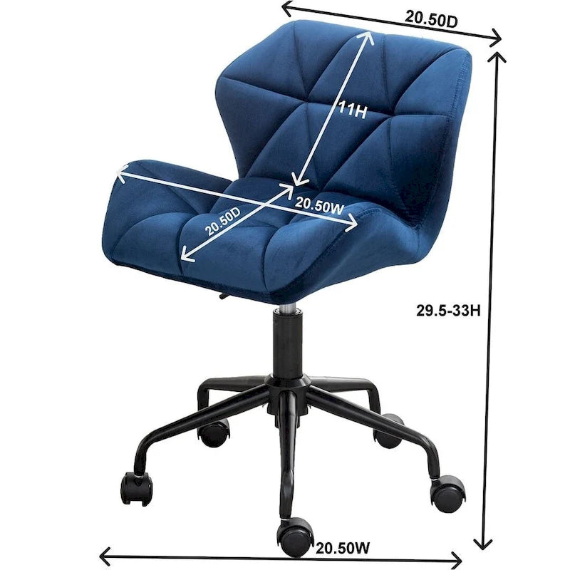 Chaise de bureau pivotante réglable sans accoudoirs, capitonnée de losanges