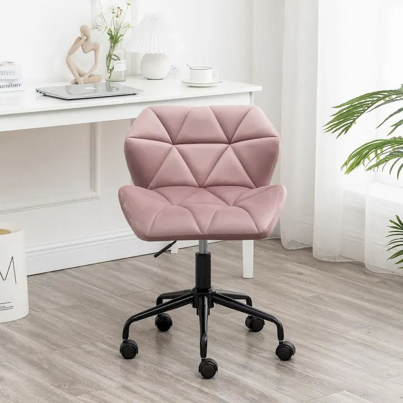 Chaise de bureau pivotante réglable sans accoudoirs, capitonnée de losanges