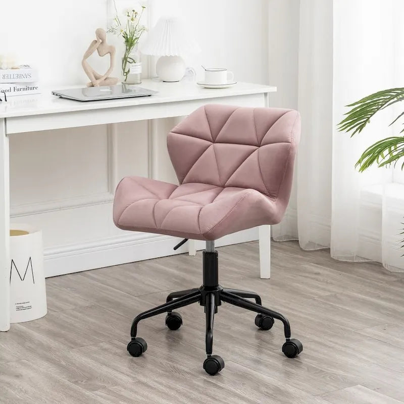 Chaise de bureau pivotante réglable sans accoudoirs, capitonnée de losanges