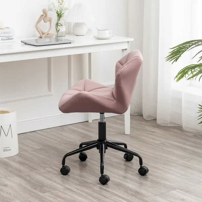 Chaise de bureau pivotante réglable sans accoudoirs, capitonnée de losanges