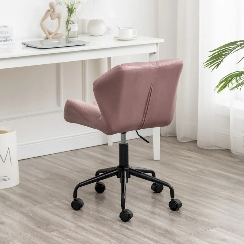 Chaise de bureau pivotante réglable sans accoudoirs, capitonnée de losanges
