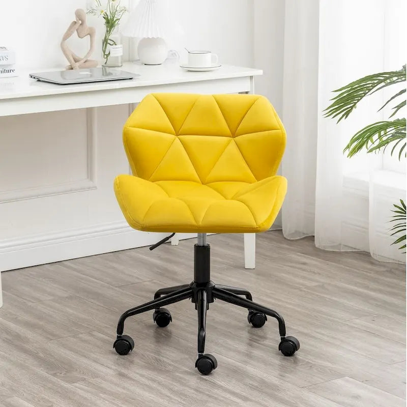 Chaise de bureau pivotante réglable sans accoudoirs, capitonnée de losanges