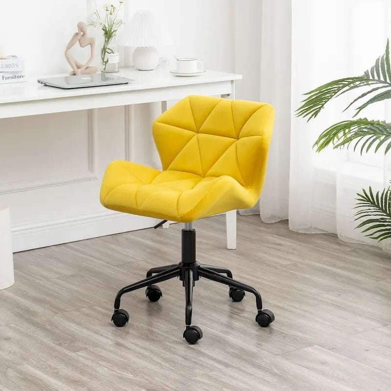 Chaise de bureau pivotante réglable sans accoudoirs, capitonnée de losanges