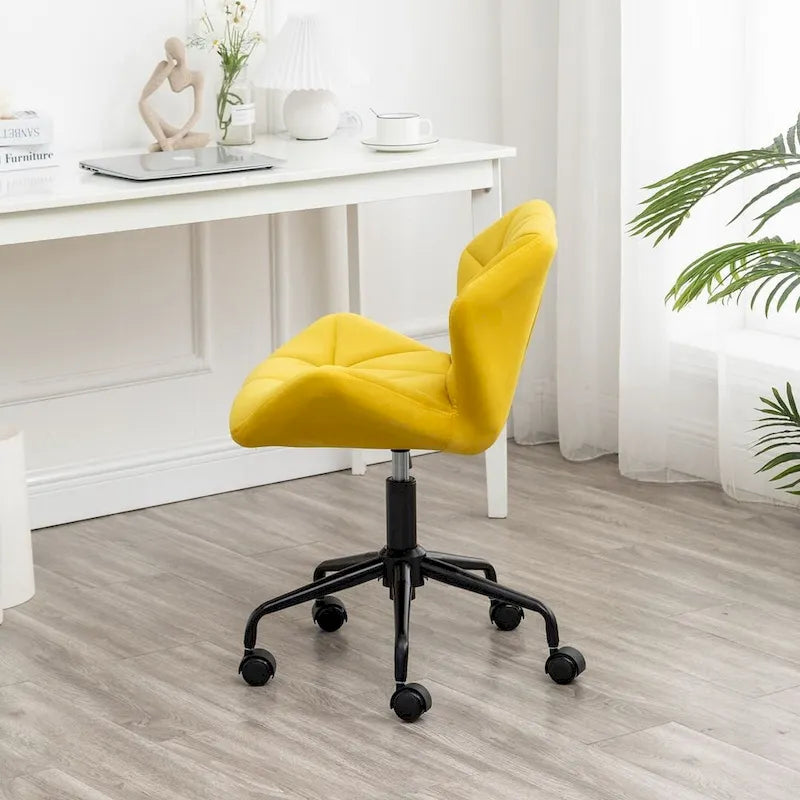 Chaise de bureau pivotante réglable sans accoudoirs, capitonnée de losanges