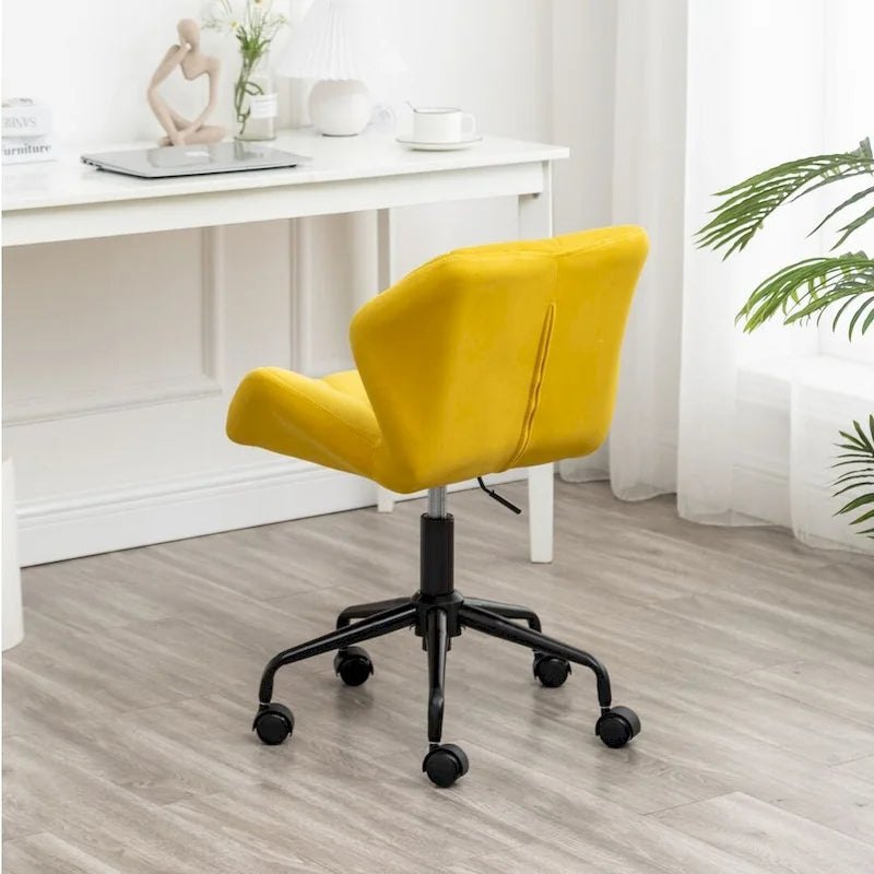 Chaise de bureau pivotante réglable sans accoudoirs, capitonnée de losanges