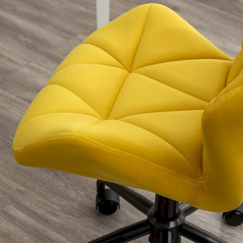 Chaise de bureau pivotante réglable sans accoudoirs, capitonnée de losanges