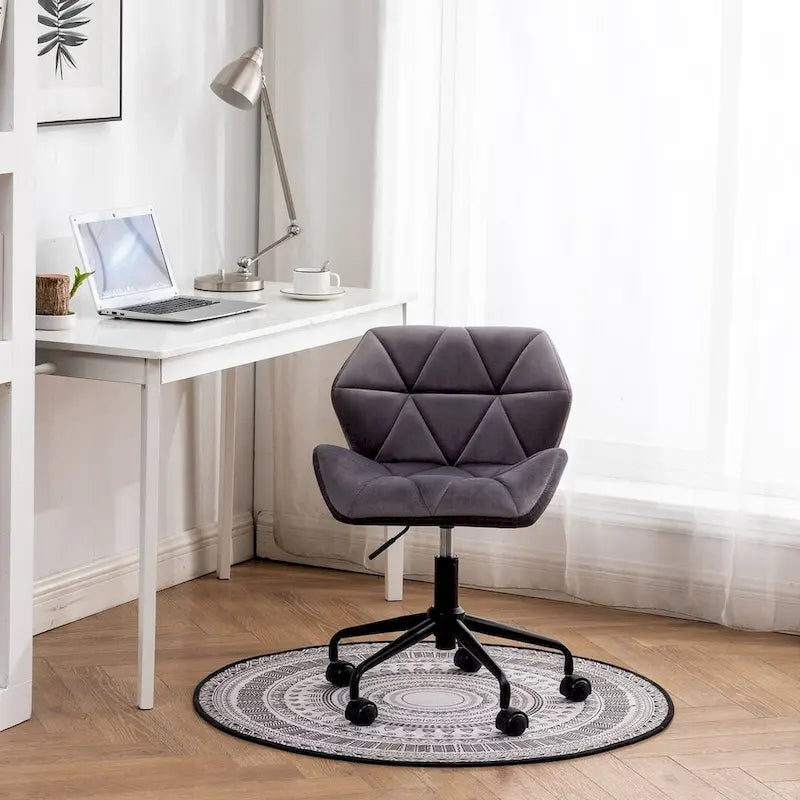 Chaise de bureau pivotante réglable sans accoudoirs, capitonnée de losanges