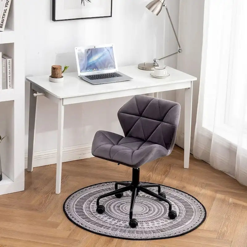 Chaise de bureau pivotante réglable sans accoudoirs, capitonnée de losanges