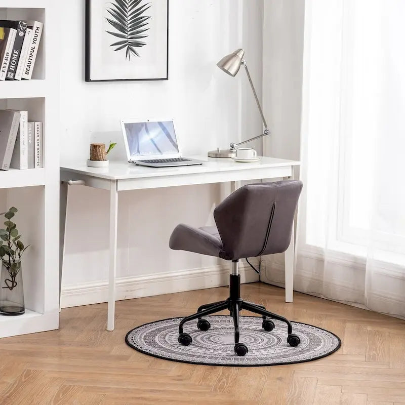 Chaise de bureau pivotante réglable sans accoudoirs, capitonnée de losanges