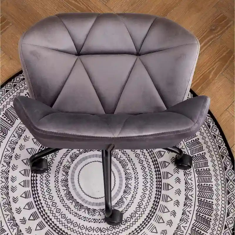 Chaise de bureau pivotante réglable sans accoudoirs, capitonnée de losanges