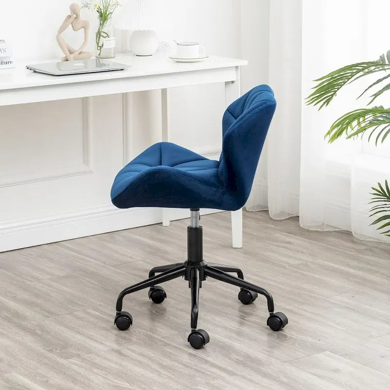 Chaise de bureau pivotante réglable sans accoudoirs, capitonnée de losanges