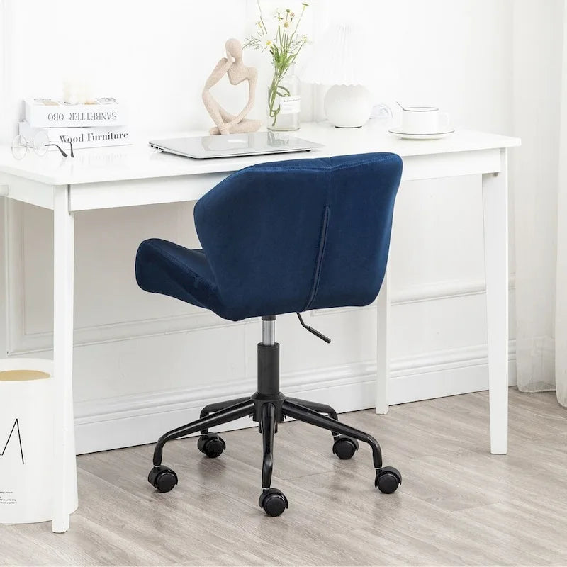 Chaise de bureau pivotante réglable sans accoudoirs, capitonnée de losanges