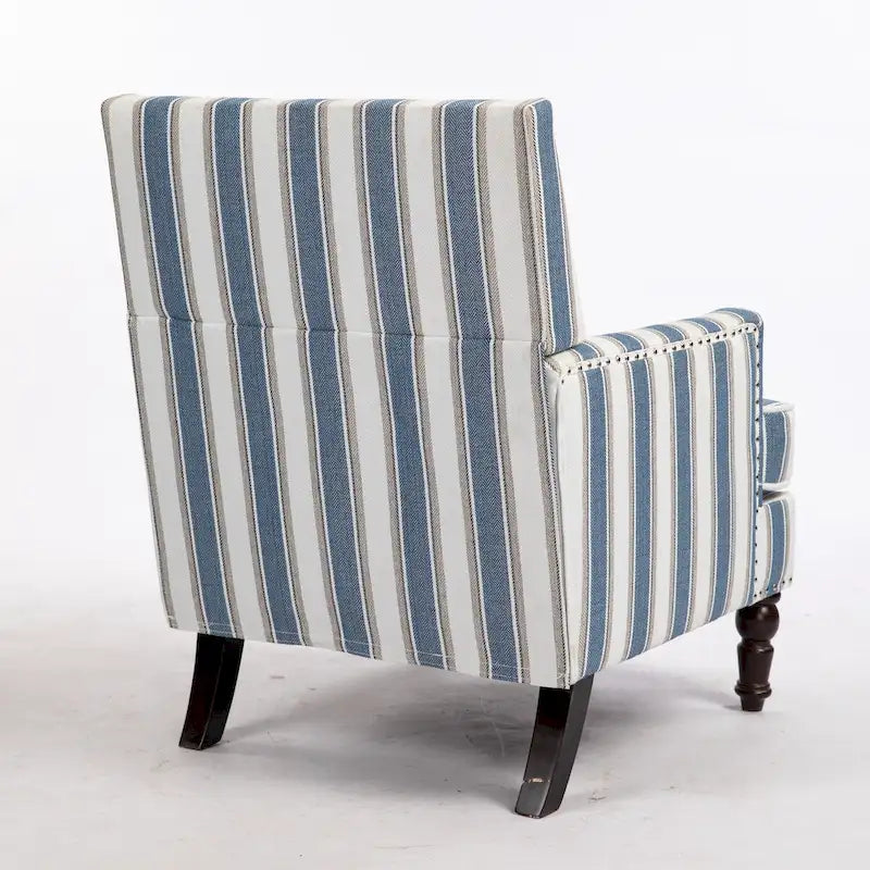 Fauteuil en lin à rayures bleues et blanches