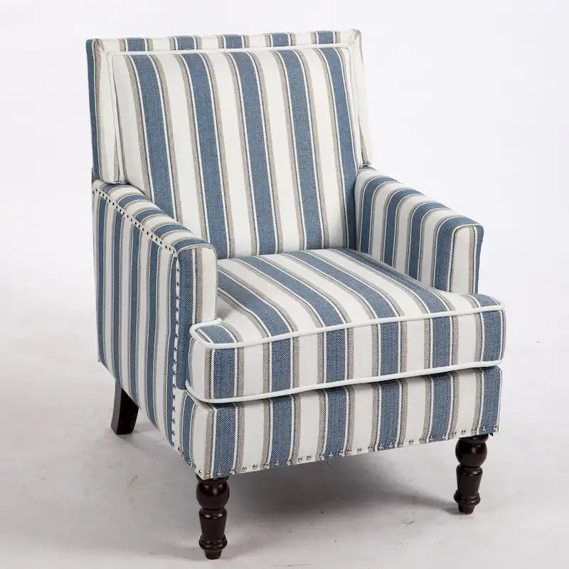 Fauteuil en lin à rayures bleues et blanches