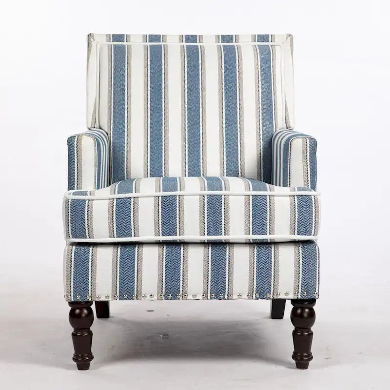 Fauteuil en lin à rayures bleues et blanches