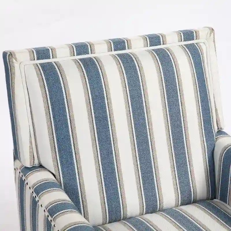 Fauteuil en lin à rayures bleues et blanches