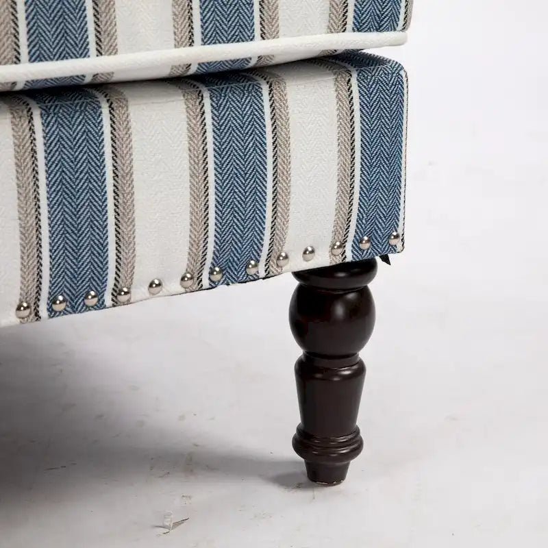 Fauteuil en lin à rayures bleues et blanches