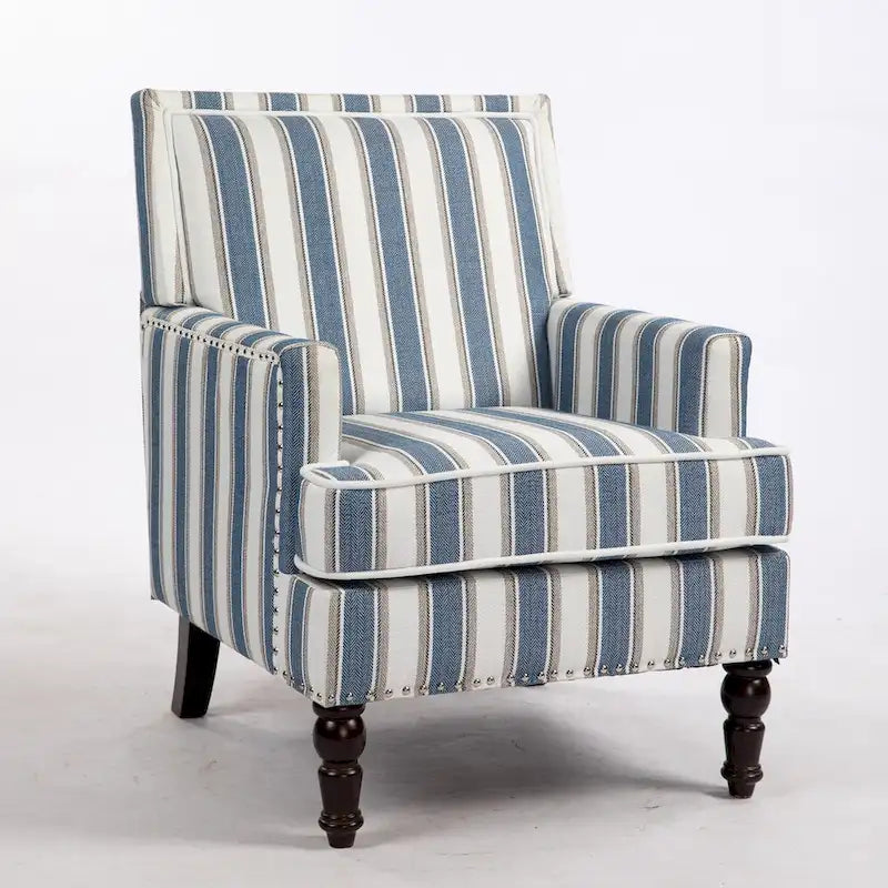 Fauteuil en lin à rayures bleues et blanches