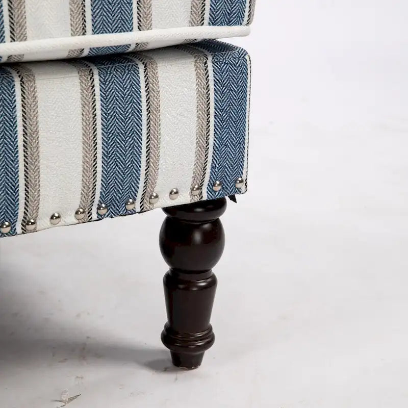 Fauteuil en lin à rayures bleues et blanches