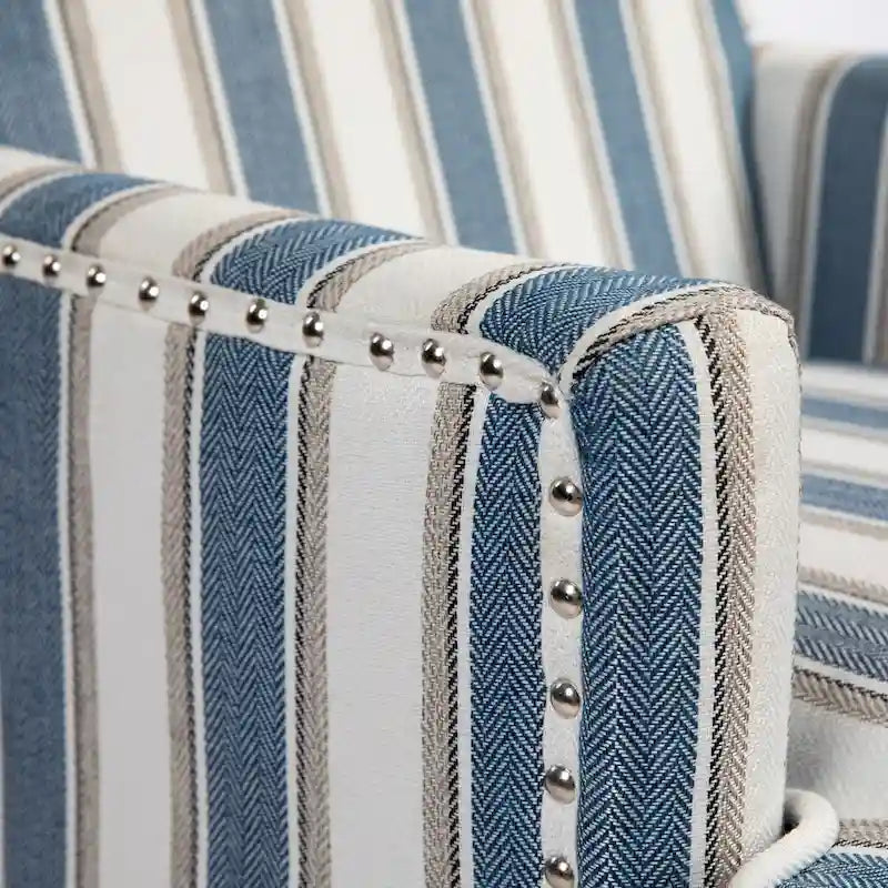 Fauteuil en lin à rayures bleues et blanches