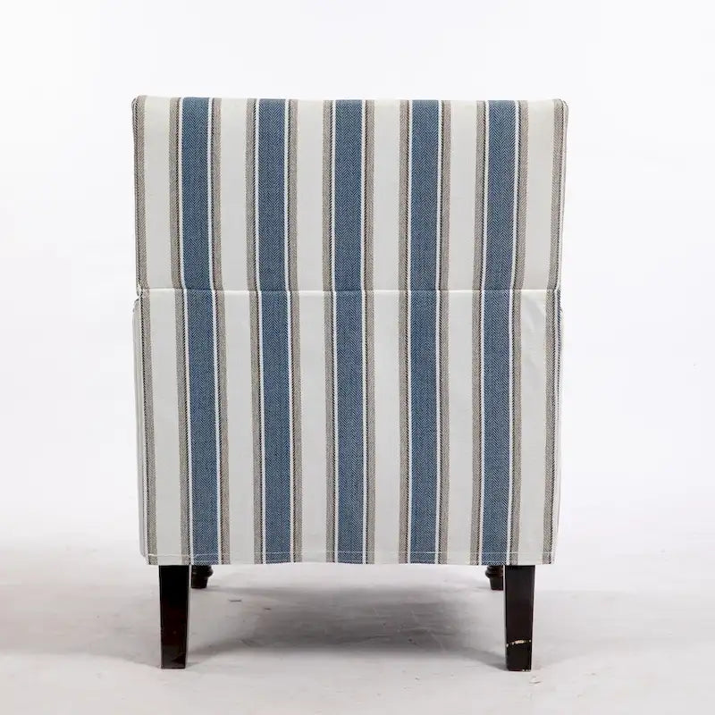 Fauteuil en lin à rayures bleues et blanches