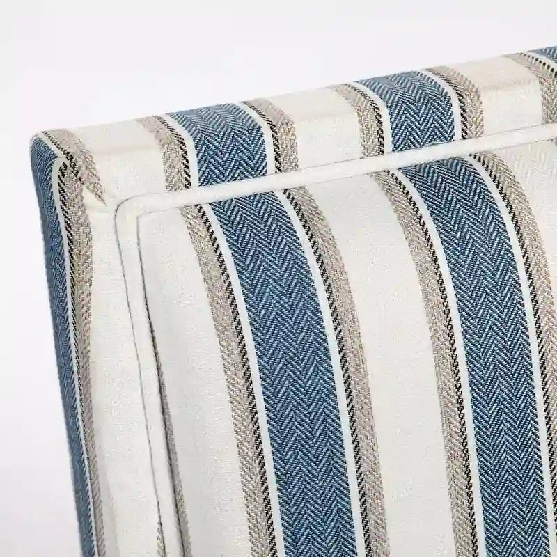 Fauteuil en lin à rayures bleues et blanches