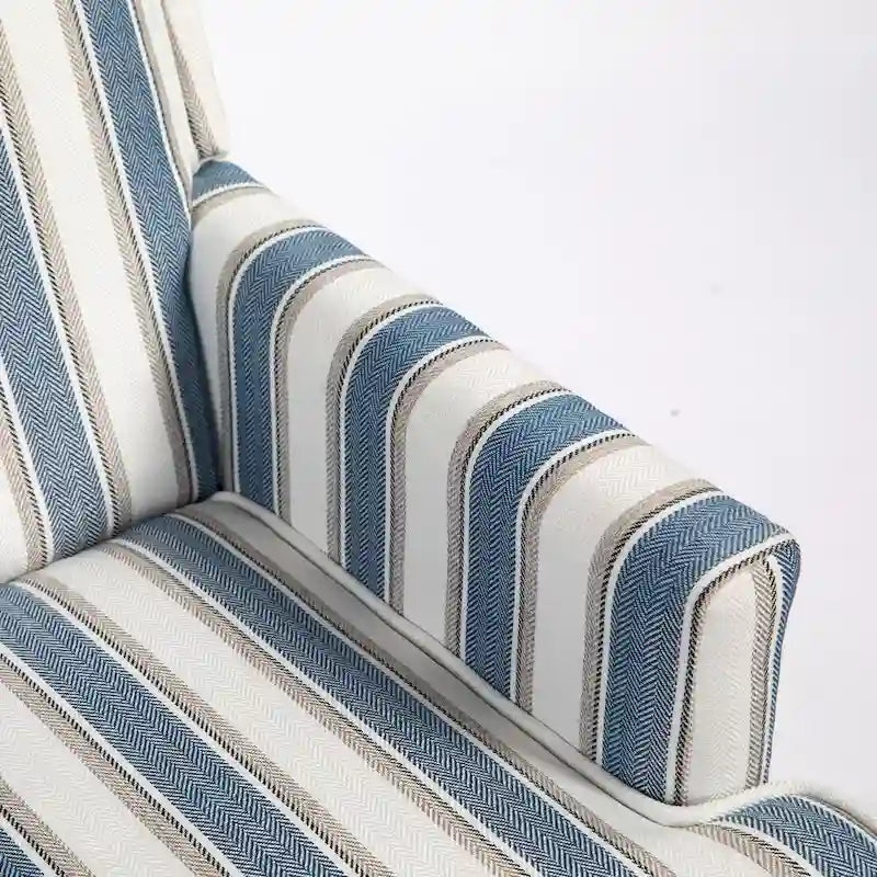 Fauteuil en lin à rayures bleues et blanches