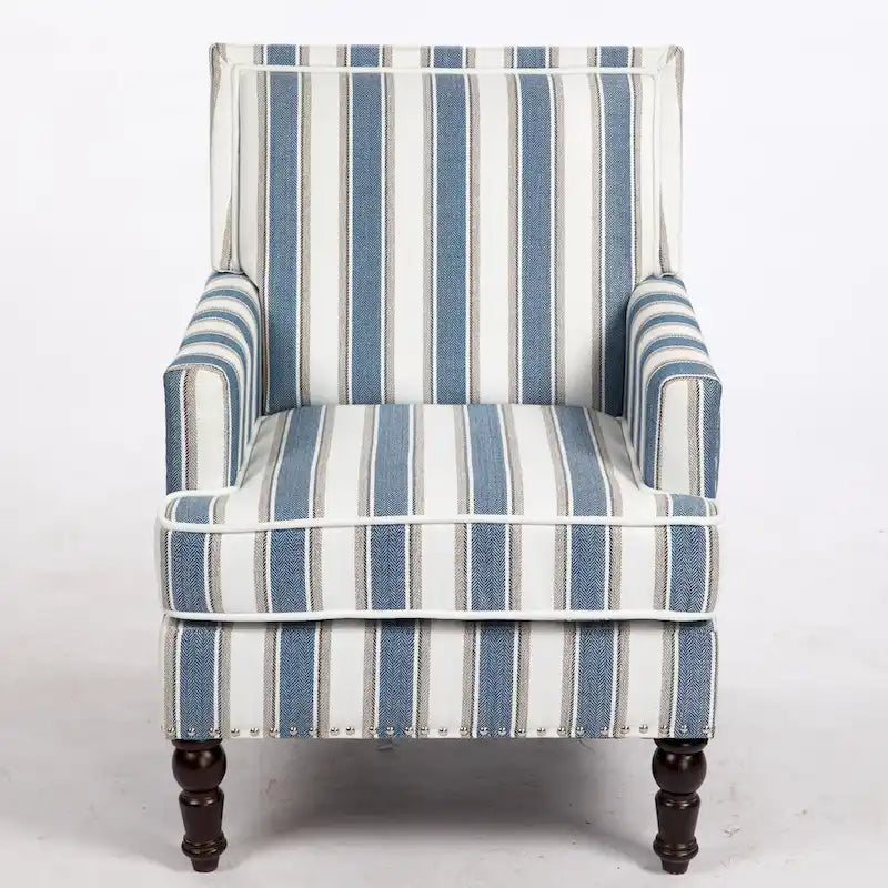 Fauteuil en lin à rayures bleues et blanches